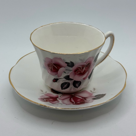 Vintage Royal Sutherland Teacup & Saucer Pink Rose Fine Bone China England - Picture 3 of 9